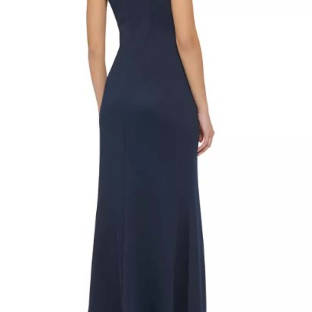 Jessica Howard One-Shoulder Cascade-Ruffle Dress - Size 10 Navy blue - Picture 3 of 3